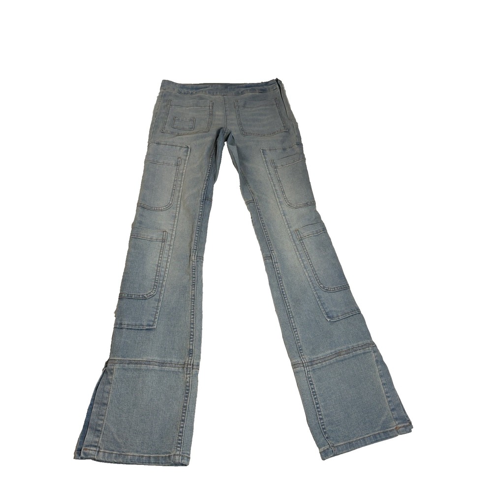BDG Urban Outfitters Utility Bootcut Cargo Jeans Sz 27 Blue Tinted Vintage Wash